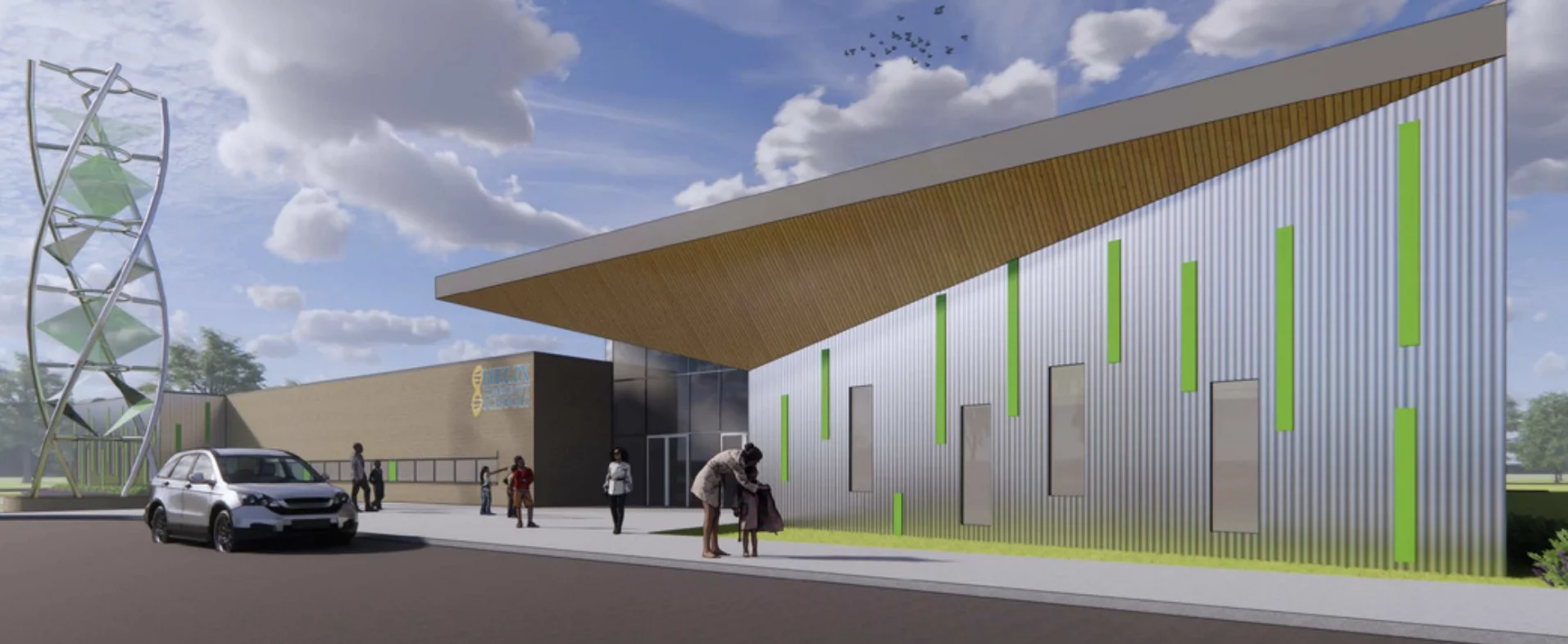 Helix AI & Medical Academy school building rendering