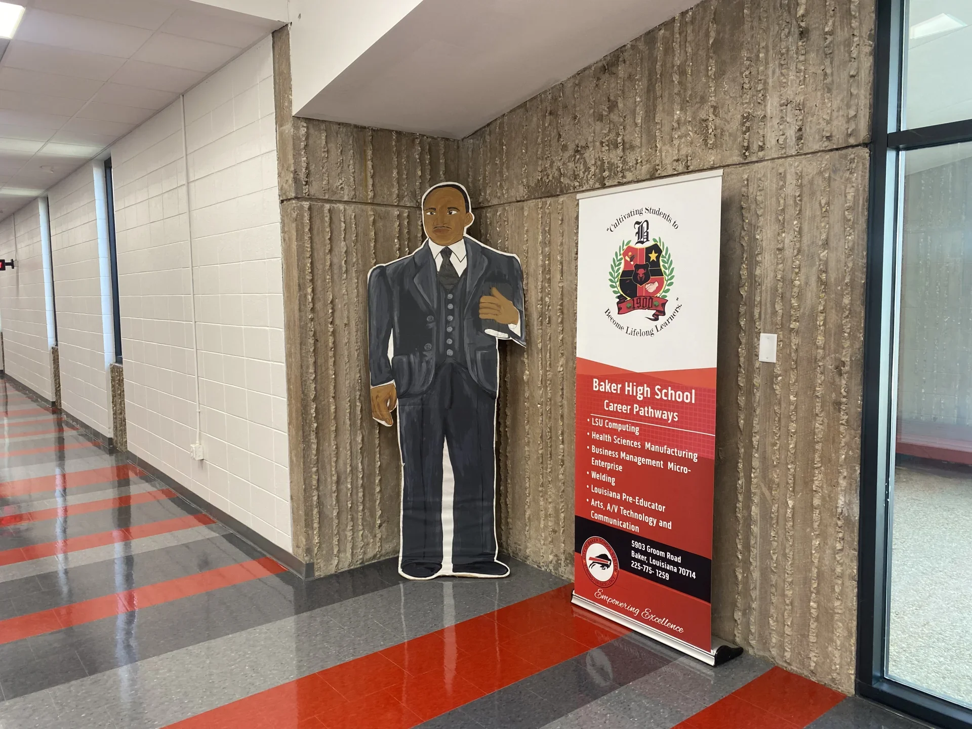 hand painted Martin Luther King Jr. cutout in BHS hallway
