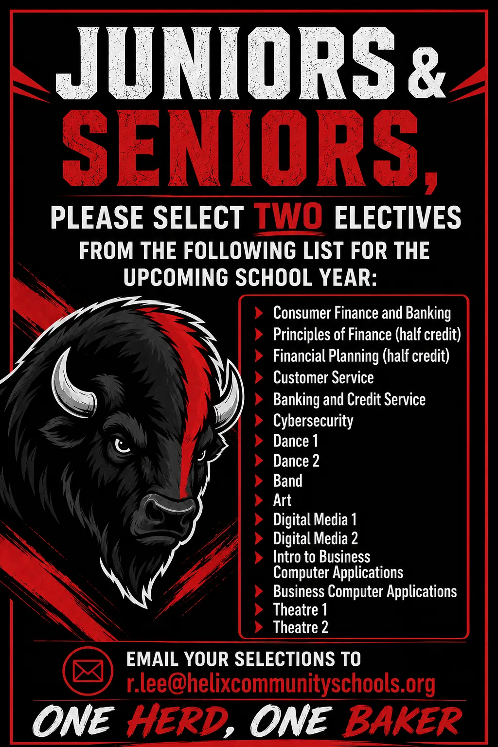 BHS: Junior & Seniors Electives Selections