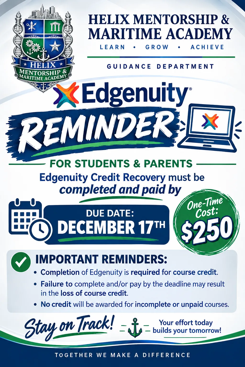 HMMA: Edgenuity Credit Recovery Deadline