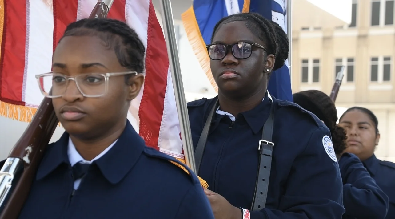 4 members of a color guard detail
