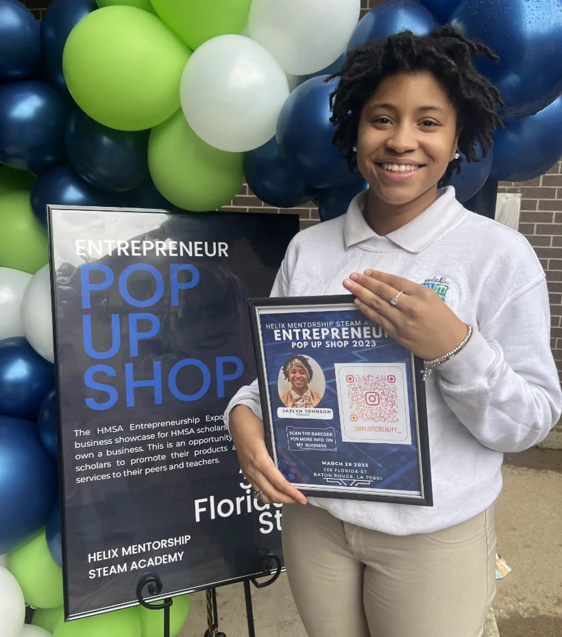 person at an entrepreneur stand